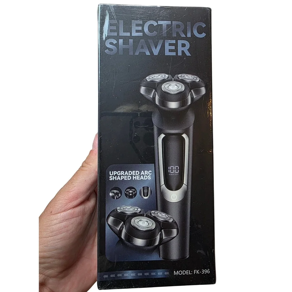 Electric Shaver FK-396 Wet‎ Dry Waterproof 3D Rotary Razor LED Display Black A6
